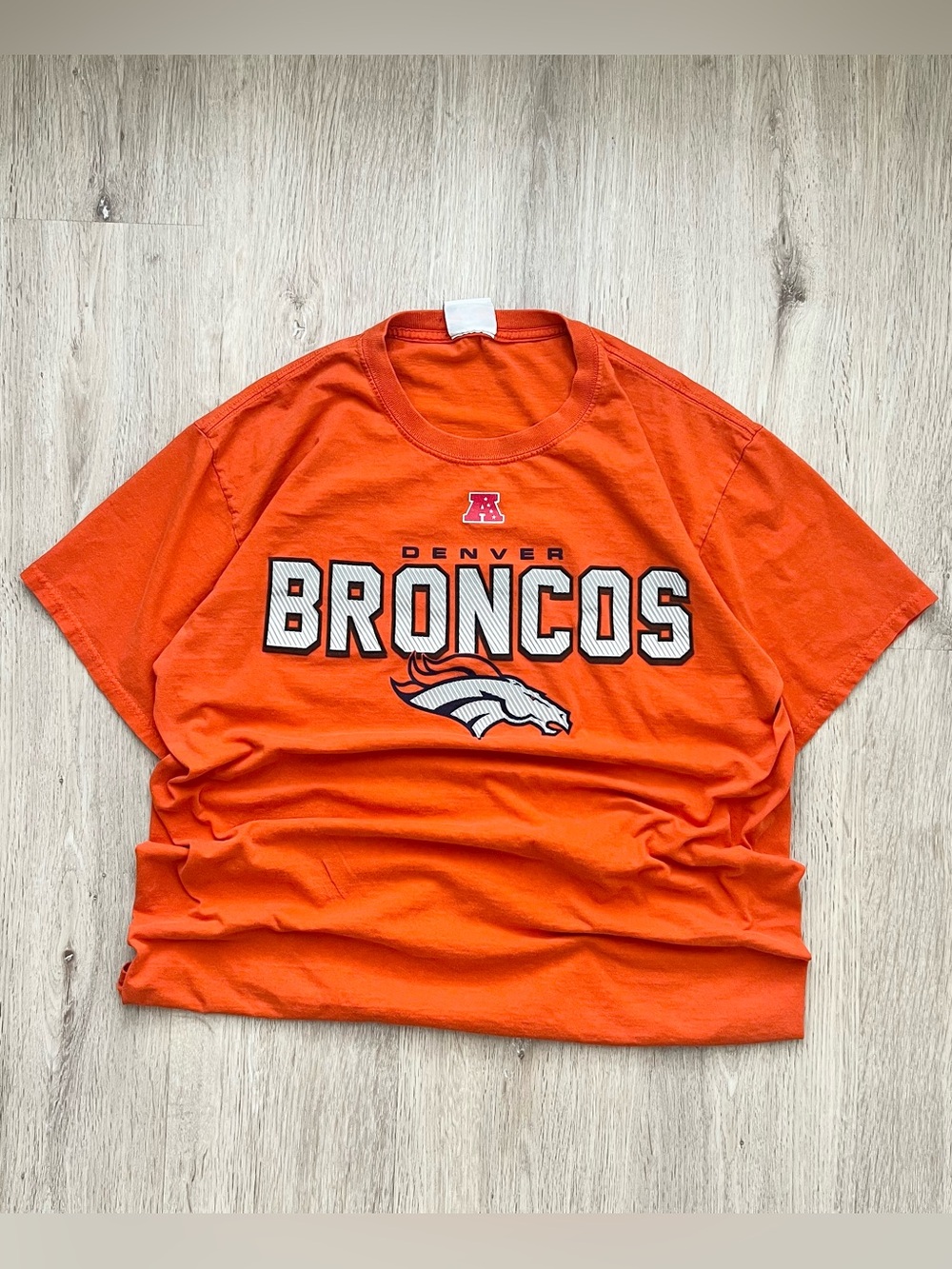 Y2K Denver Broncos Shirt Mens Large Orange NFL Football Tee Crew Neck